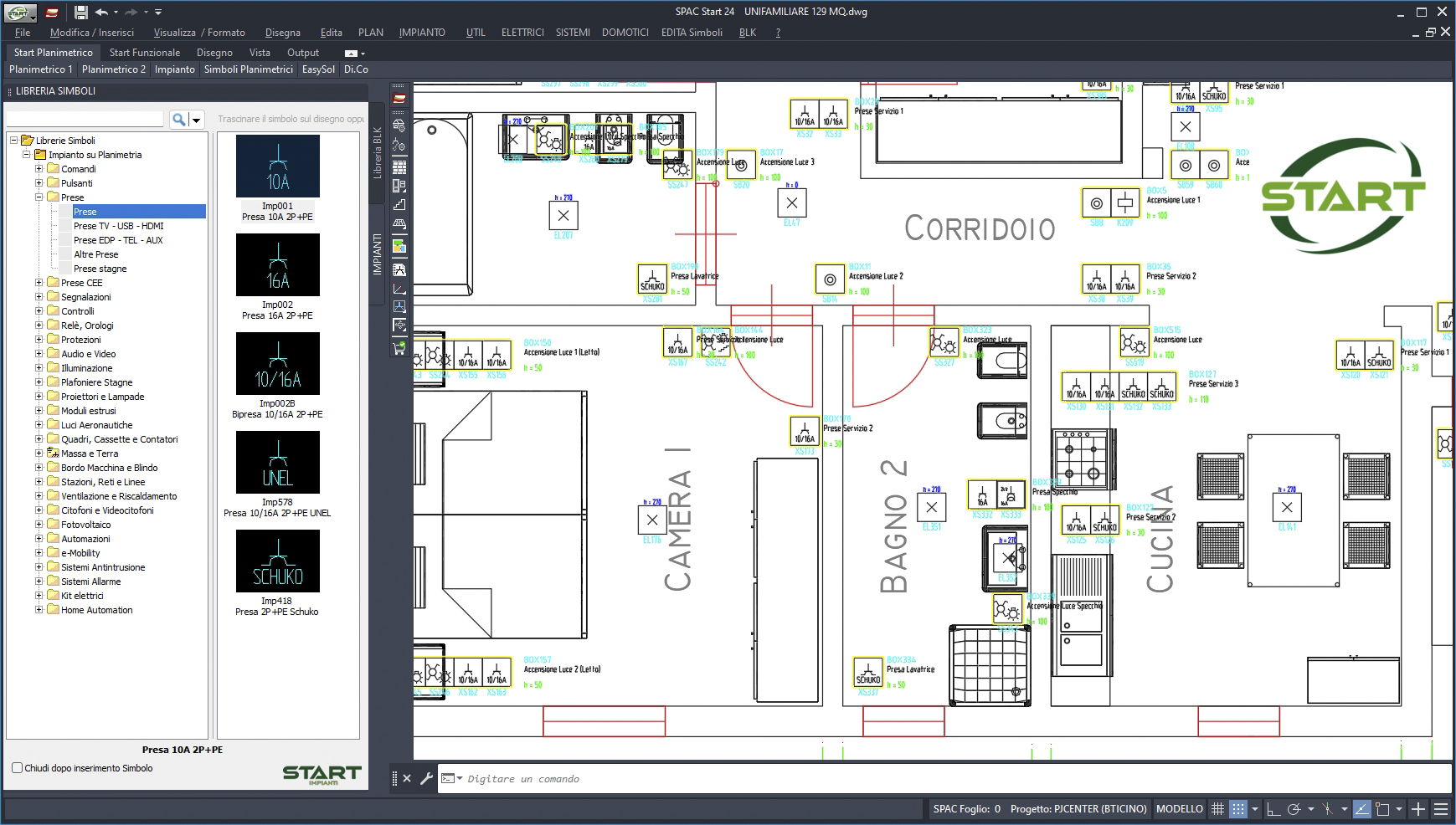 Spac Start Impianti 24, il CAD di SDProget per la progettazione di impianti elettrici civili, industriali e per il terziario
